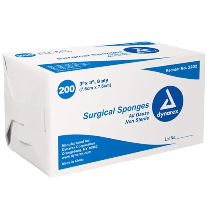 Gauze Surgical Sponges, Non-Sterile, 200/Bag