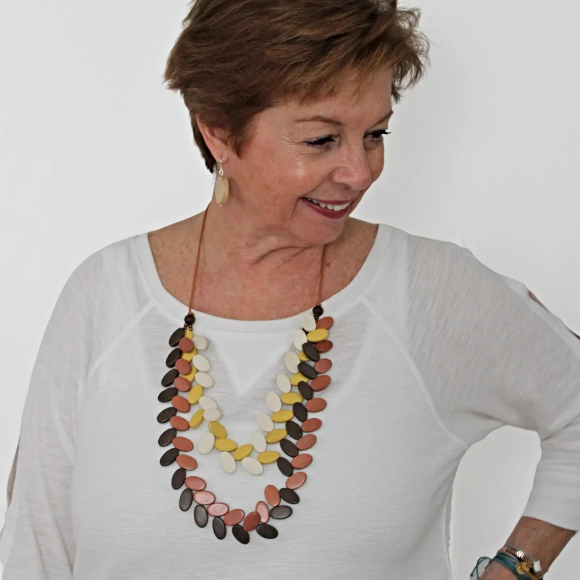 Giada Cocoa Cream Dual Strand Necklace