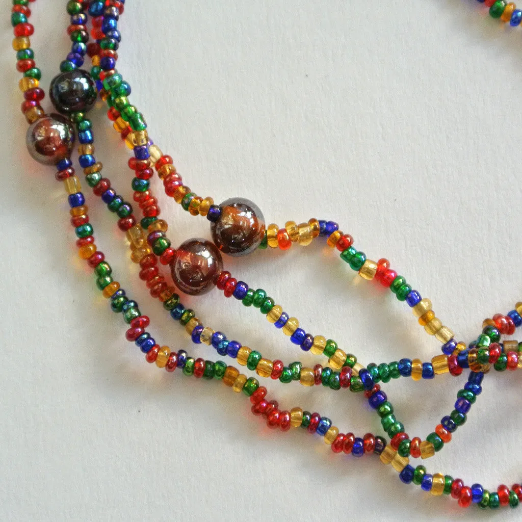 Glass multi-colored Seed Bead Necklace