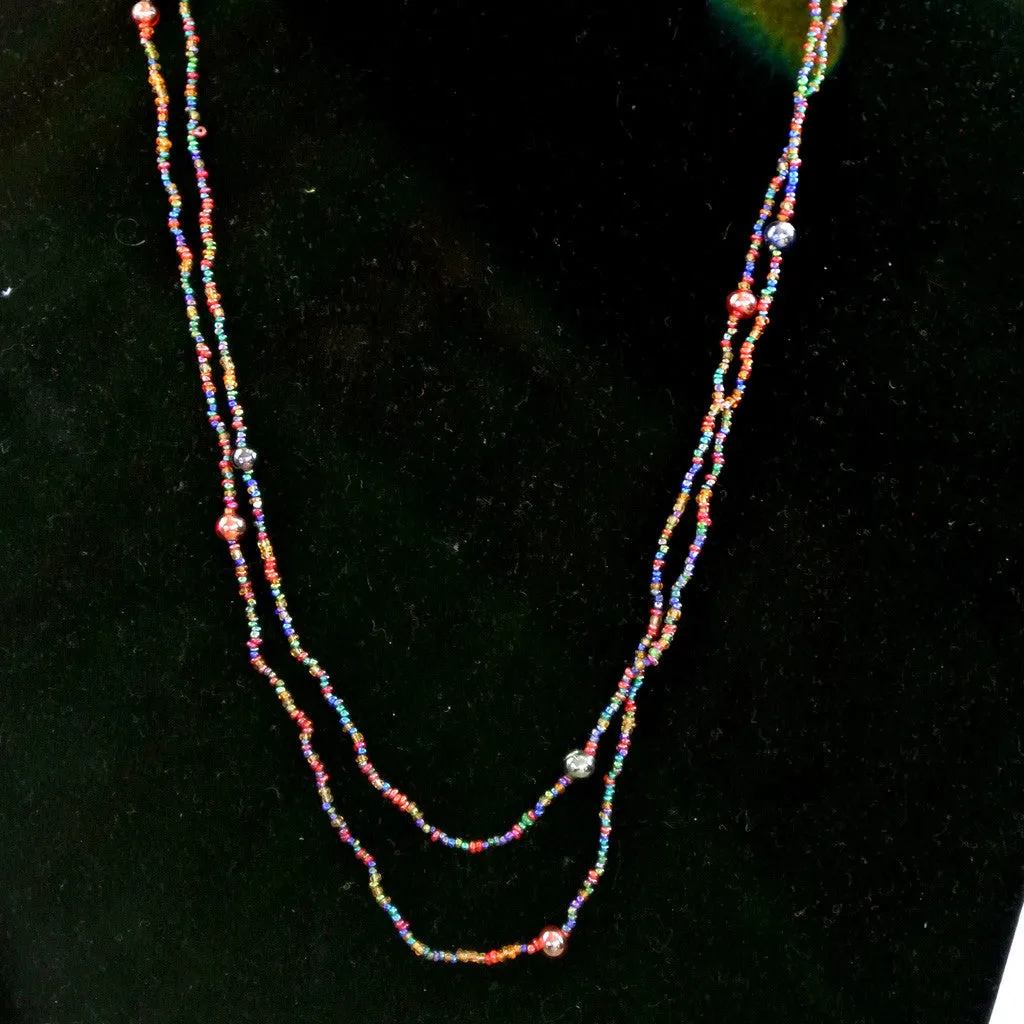 Glass multi-colored Seed Bead Necklace