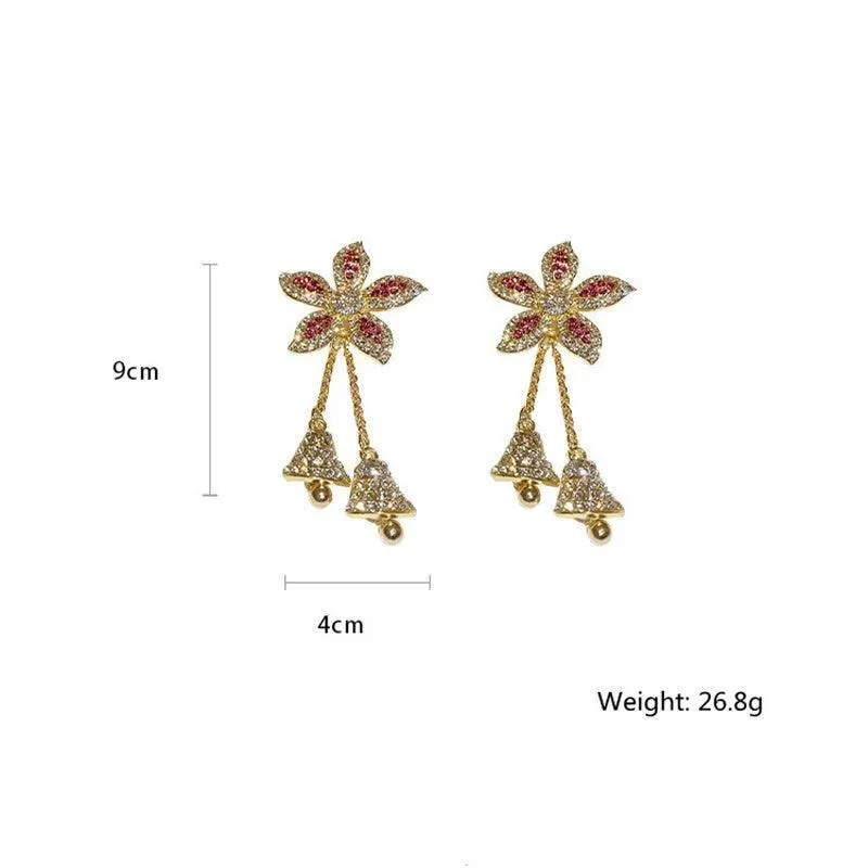 Golden Flower Crystal Earrings