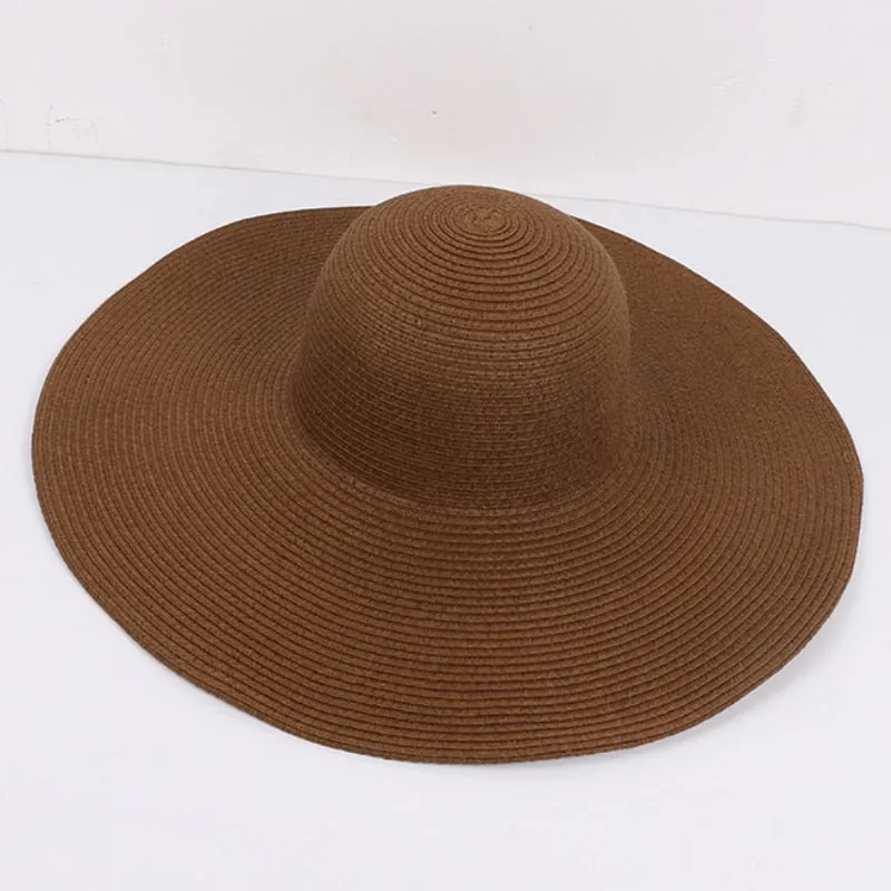 HT3062 Fashion Big Large Wide Brim Hat Solid Plain Floppy Beach Sun Hat Packable Summer Hats for Women Lady Straw Hat Beach Cap