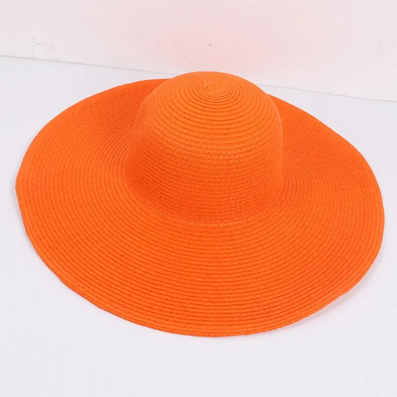 HT3062 Fashion Big Large Wide Brim Hat Solid Plain Floppy Beach Sun Hat Packable Summer Hats for Women Lady Straw Hat Beach Cap