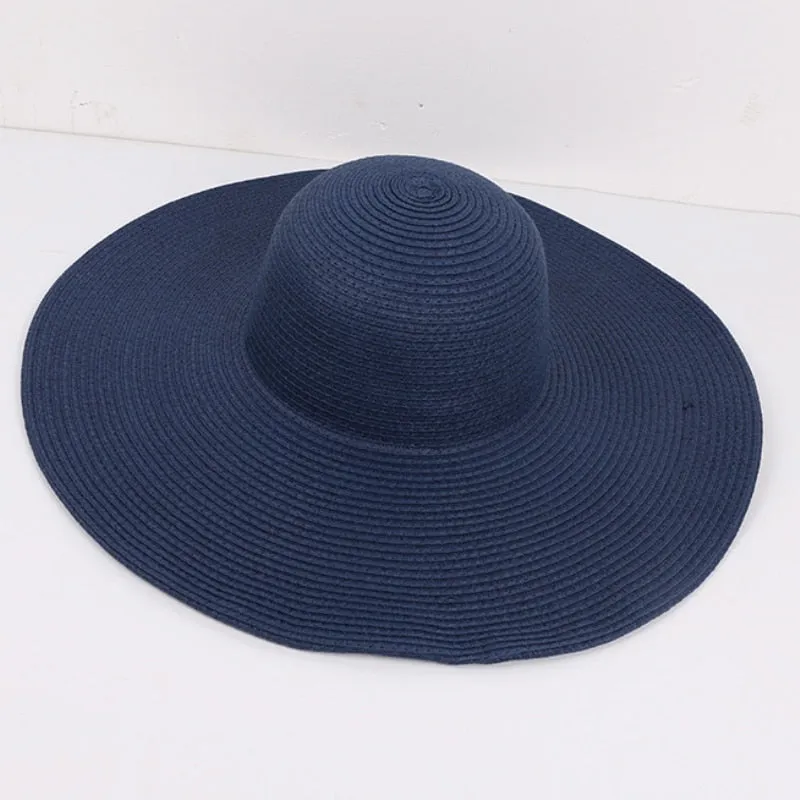 HT3062 Fashion Big Large Wide Brim Hat Solid Plain Floppy Beach Sun Hat Packable Summer Hats for Women Lady Straw Hat Beach Cap