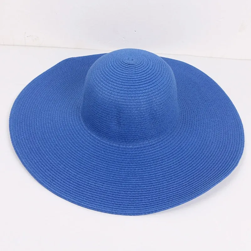 HT3062 Fashion Big Large Wide Brim Hat Solid Plain Floppy Beach Sun Hat Packable Summer Hats for Women Lady Straw Hat Beach Cap