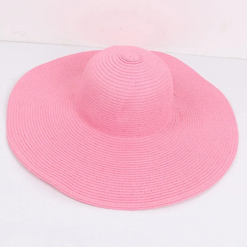 HT3062 Fashion Big Large Wide Brim Hat Solid Plain Floppy Beach Sun Hat Packable Summer Hats for Women Lady Straw Hat Beach Cap