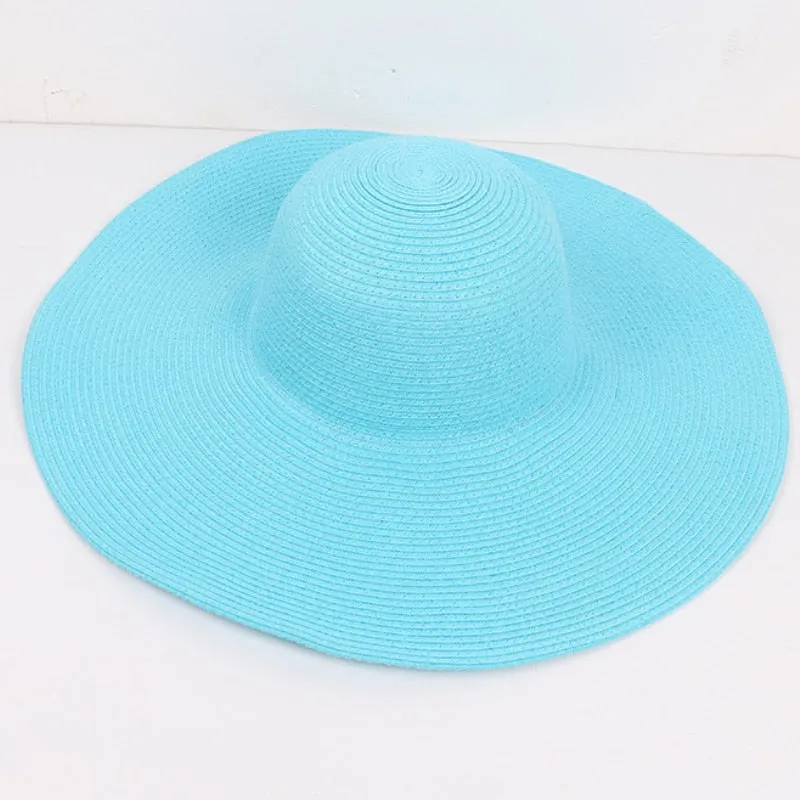 HT3062 Fashion Big Large Wide Brim Hat Solid Plain Floppy Beach Sun Hat Packable Summer Hats for Women Lady Straw Hat Beach Cap