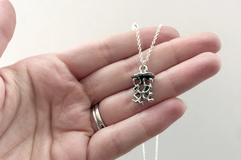 Jellyfish Necklace | Nautical Jewelry | Silver Jellyfish Charm Necklace