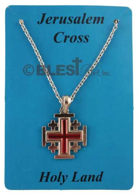 Jerusalem Cross Necklace, Different styles with Gold and Silver, Cross Size: 1.0"/2.5 cm