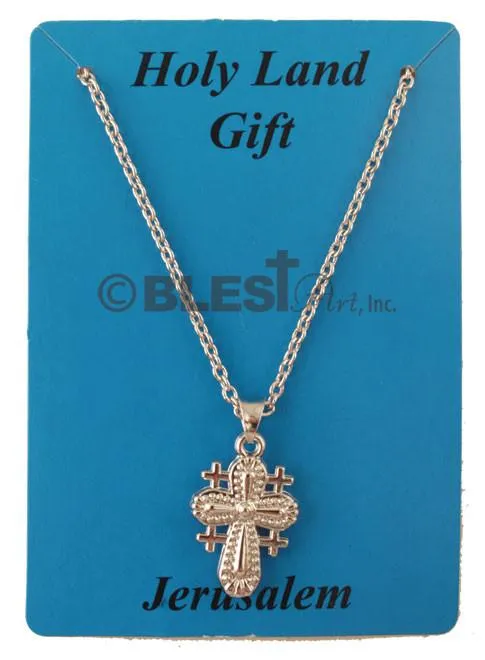 Jerusalem Cross Necklace, Different styles with Gold and Silver, Cross Size: 1.0"/2.5 cm