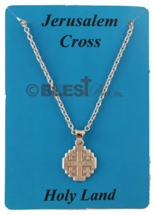 Jerusalem Cross Necklace, Different styles with Gold and Silver, Cross Size: 1.0"/2.5 cm