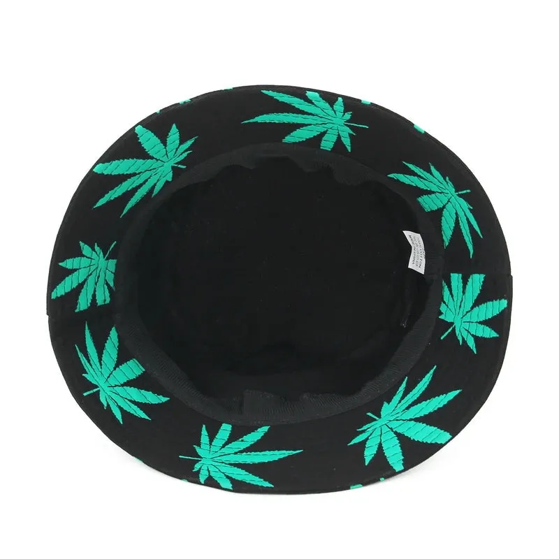 Leaf Print Hip Hop Bucket Hat Sun Hats Cotton