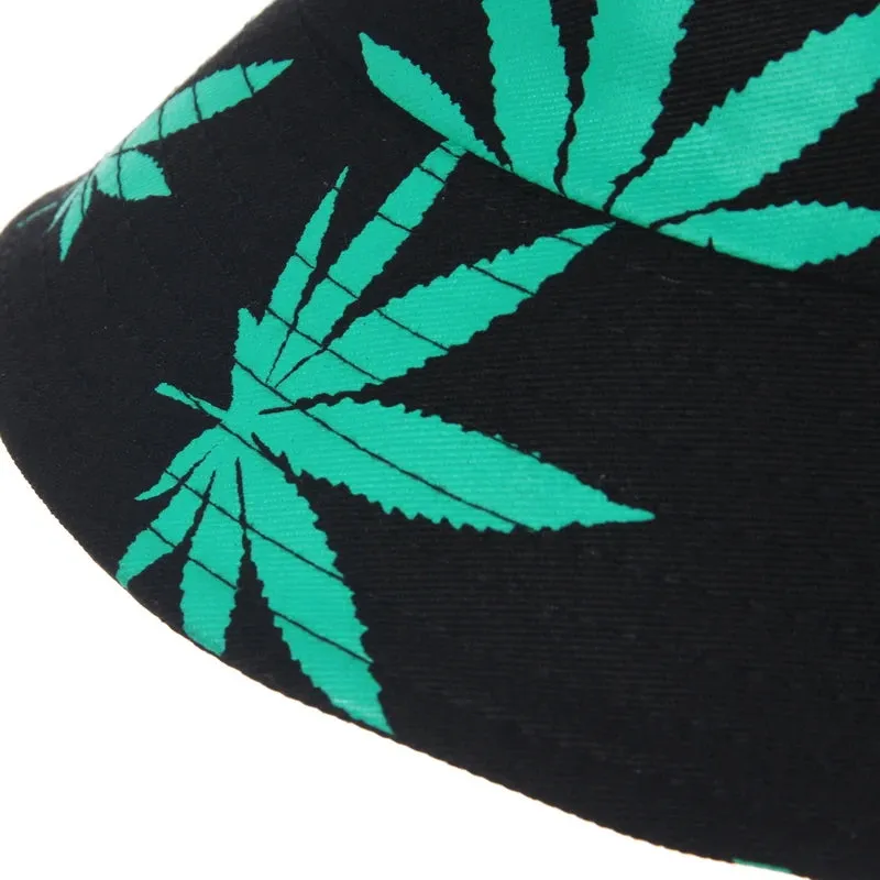 Leaf Print Hip Hop Bucket Hat Sun Hats Cotton