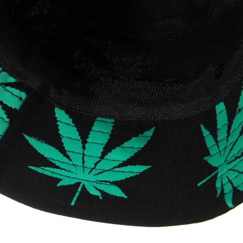 Leaf Print Hip Hop Bucket Hat Sun Hats Cotton