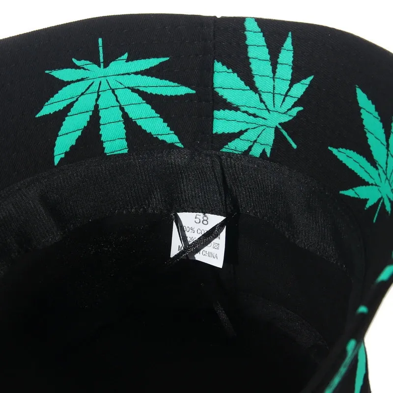 Leaf Print Hip Hop Bucket Hat Sun Hats Cotton