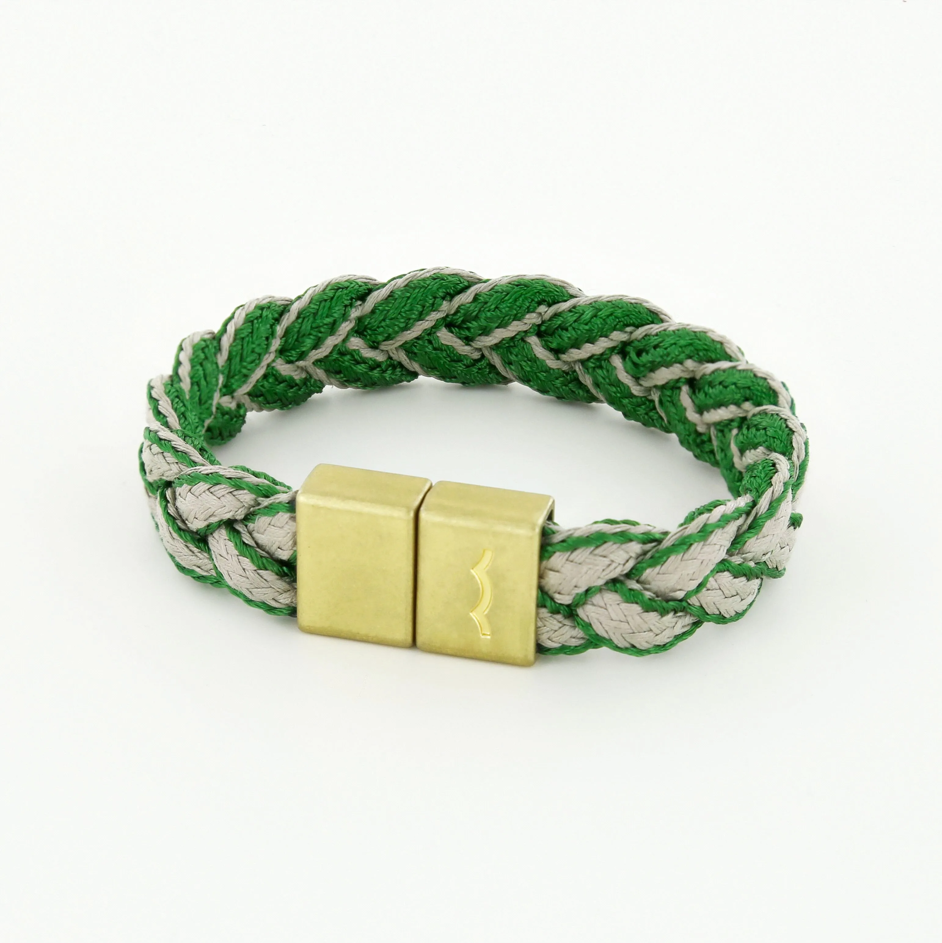 League Bracelet with Braid and Magnetic Clasp in Brass