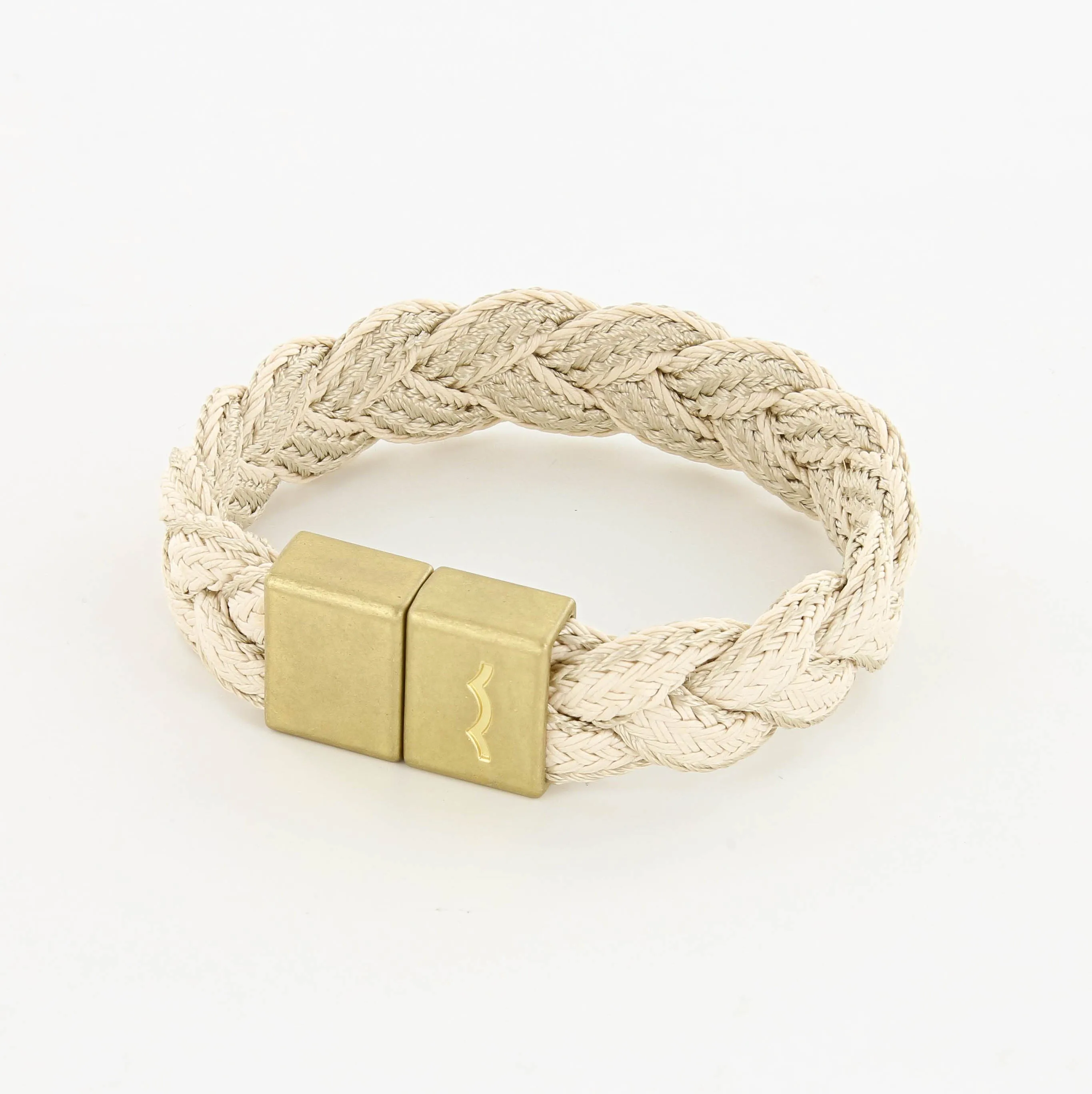 League Bracelet with Braid and Magnetic Clasp in Brass