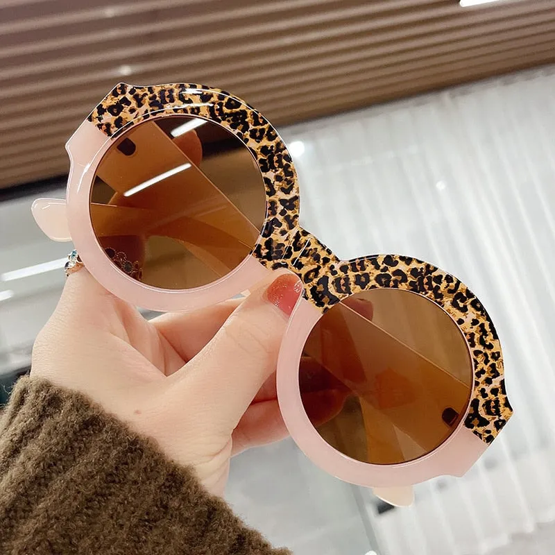 Lonsy Women's Sunglasses Round Leopard Double Color Mn13033