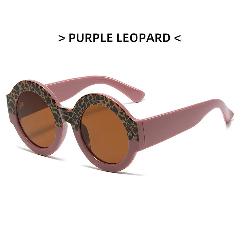 Lonsy Women's Sunglasses Round Leopard Double Color Mn13033