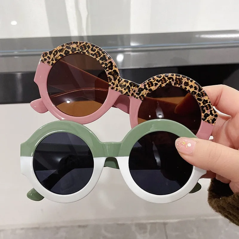 Lonsy Women's Sunglasses Round Leopard Double Color Mn13033