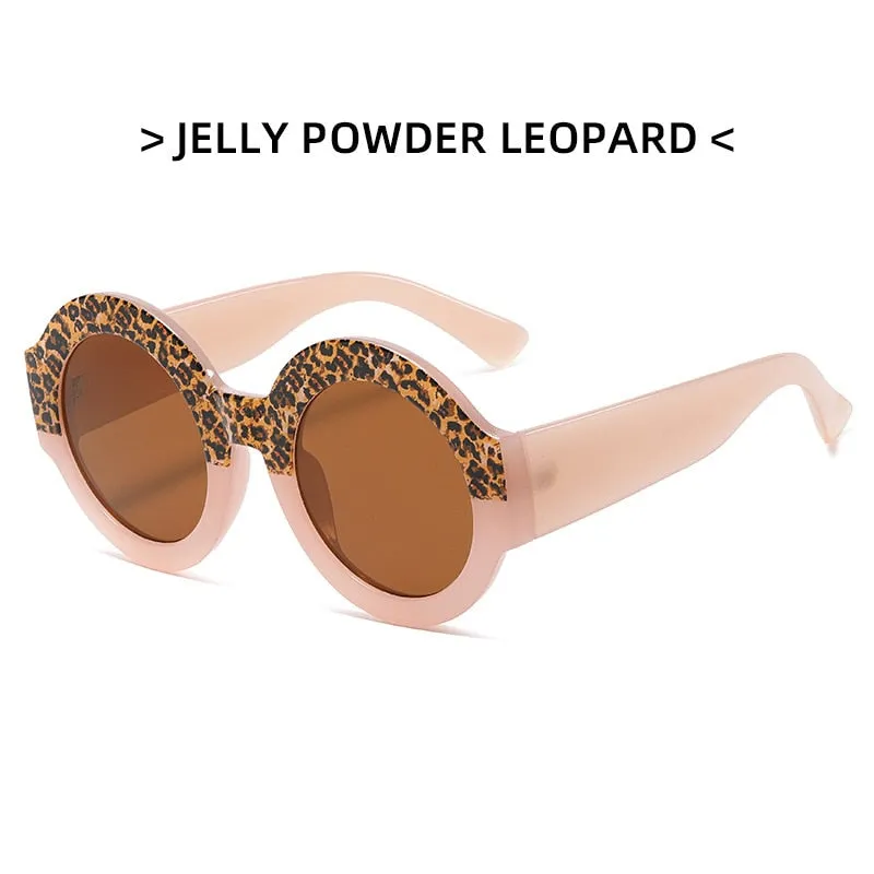 Lonsy Women's Sunglasses Round Leopard Double Color Mn13033