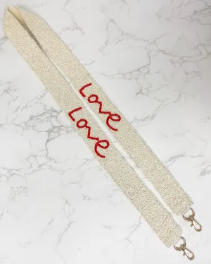 'Love' Beaded Bag Strap - Ivory