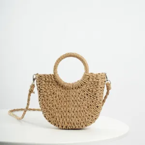 MAC129 Straw Double Hoop Crossbody Bag