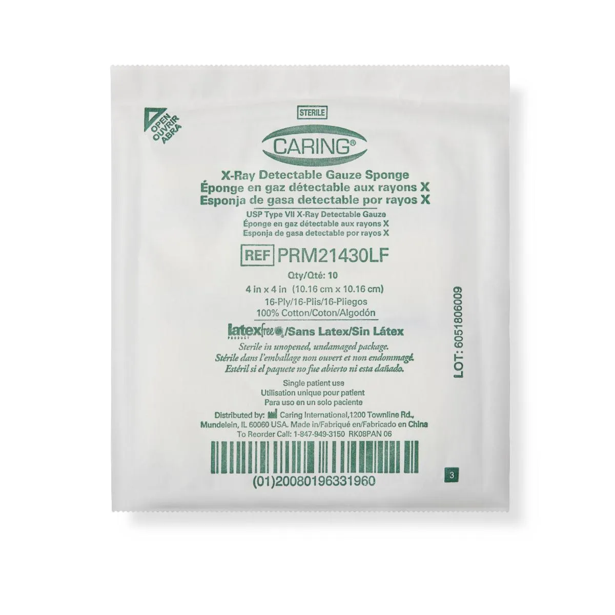 Medline Sterile 100% Cotton X-ray Detectable Gauze Sponges