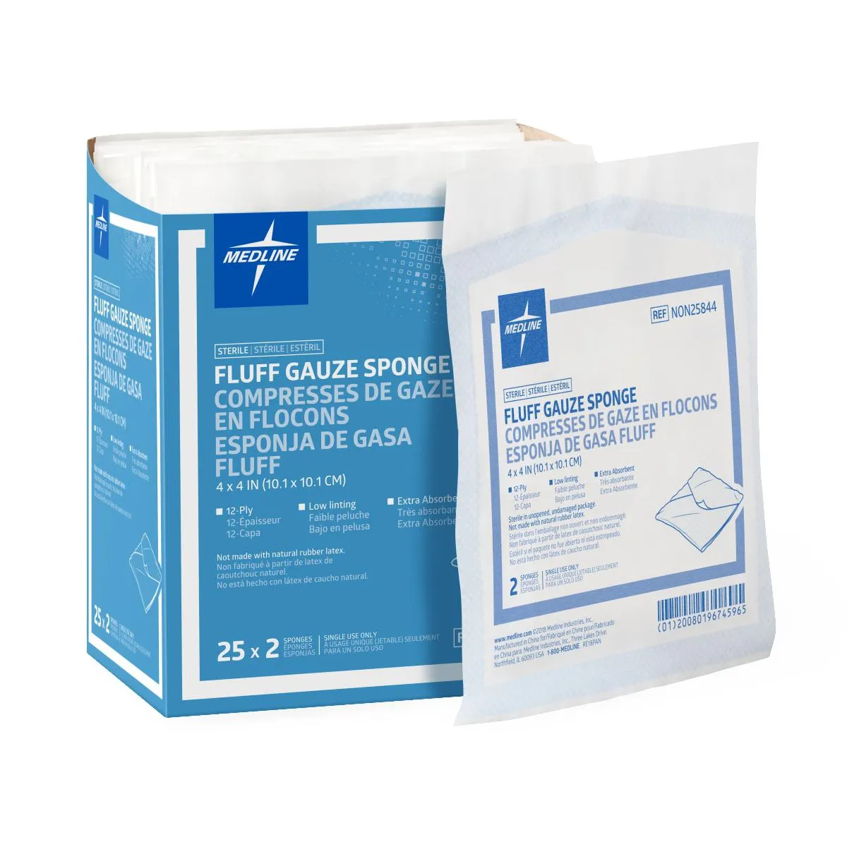 Medline Sterile Bulkee II Extra Absorbent Super Fluff Sponge