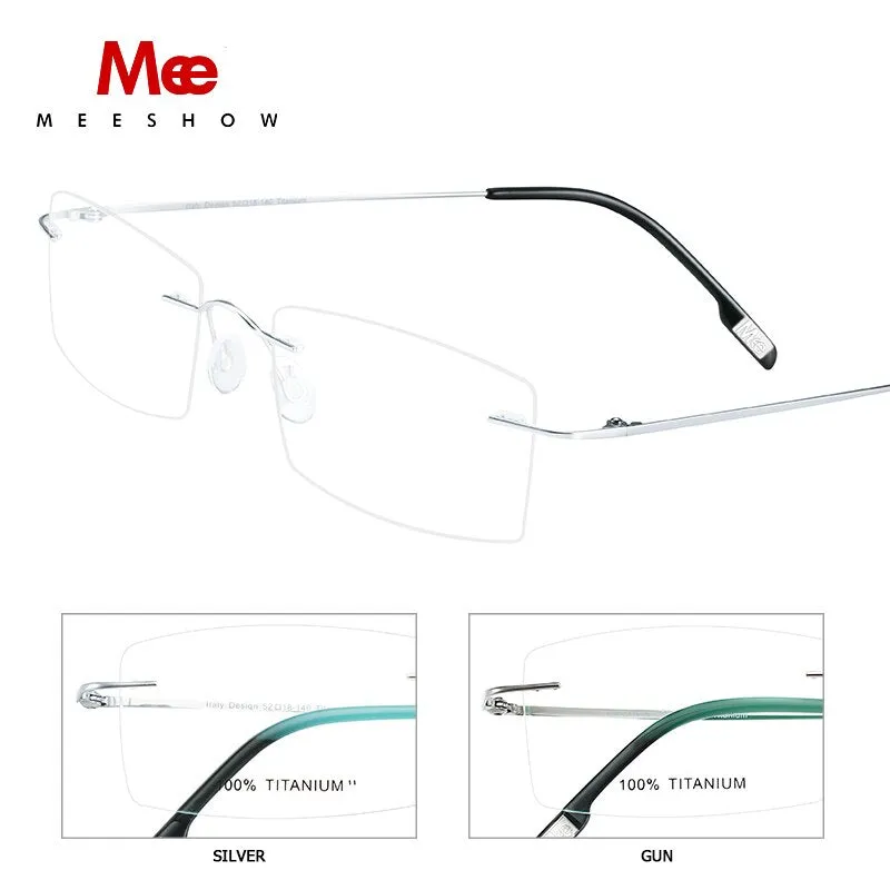 Meeshow Unisex RImless Square Titanium Alloy Reading Glasses 8508