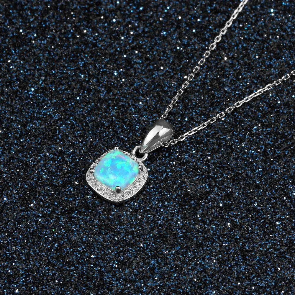 Opal Silver Fashion Pendant Necklace