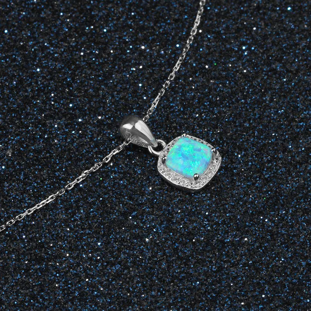 Opal Silver Fashion Pendant Necklace