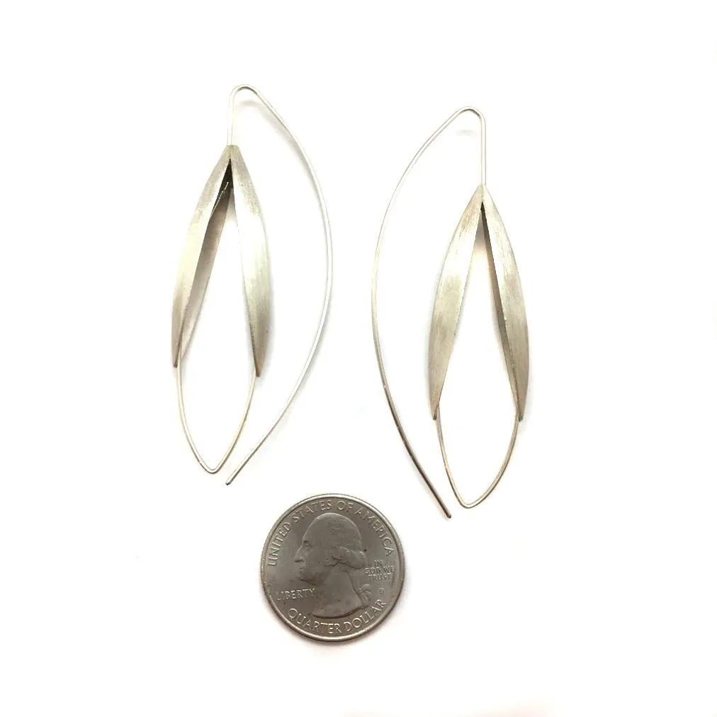 Open Silver Petal Earrings