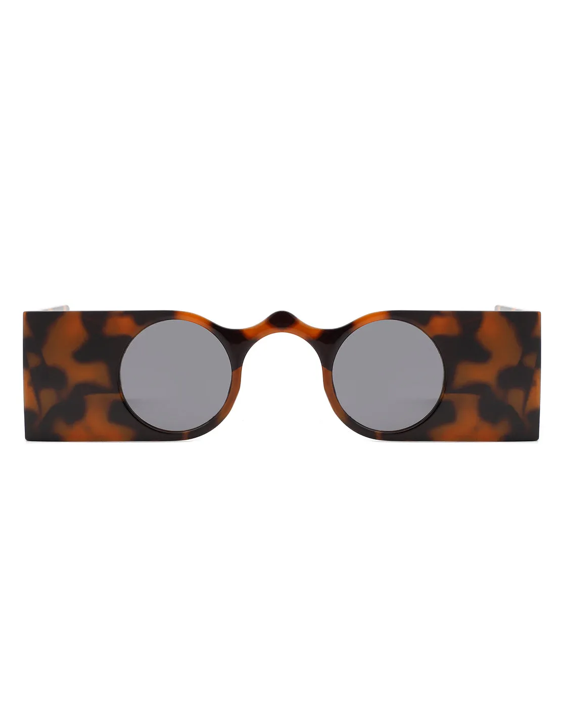 Oralia - Retro Irregular Wide Bar Round Sunglasses