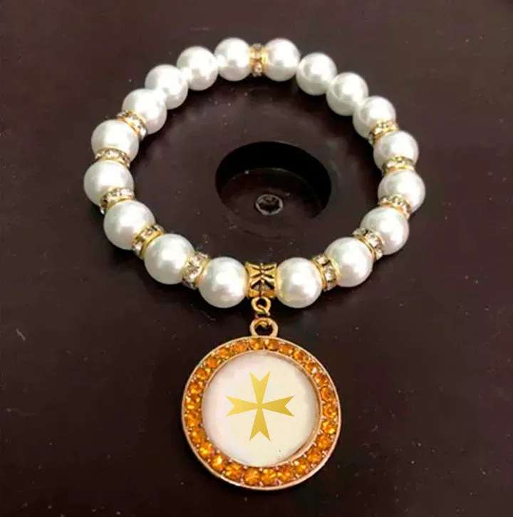 Order Of Malta Commandery Bracelet - Gold and White