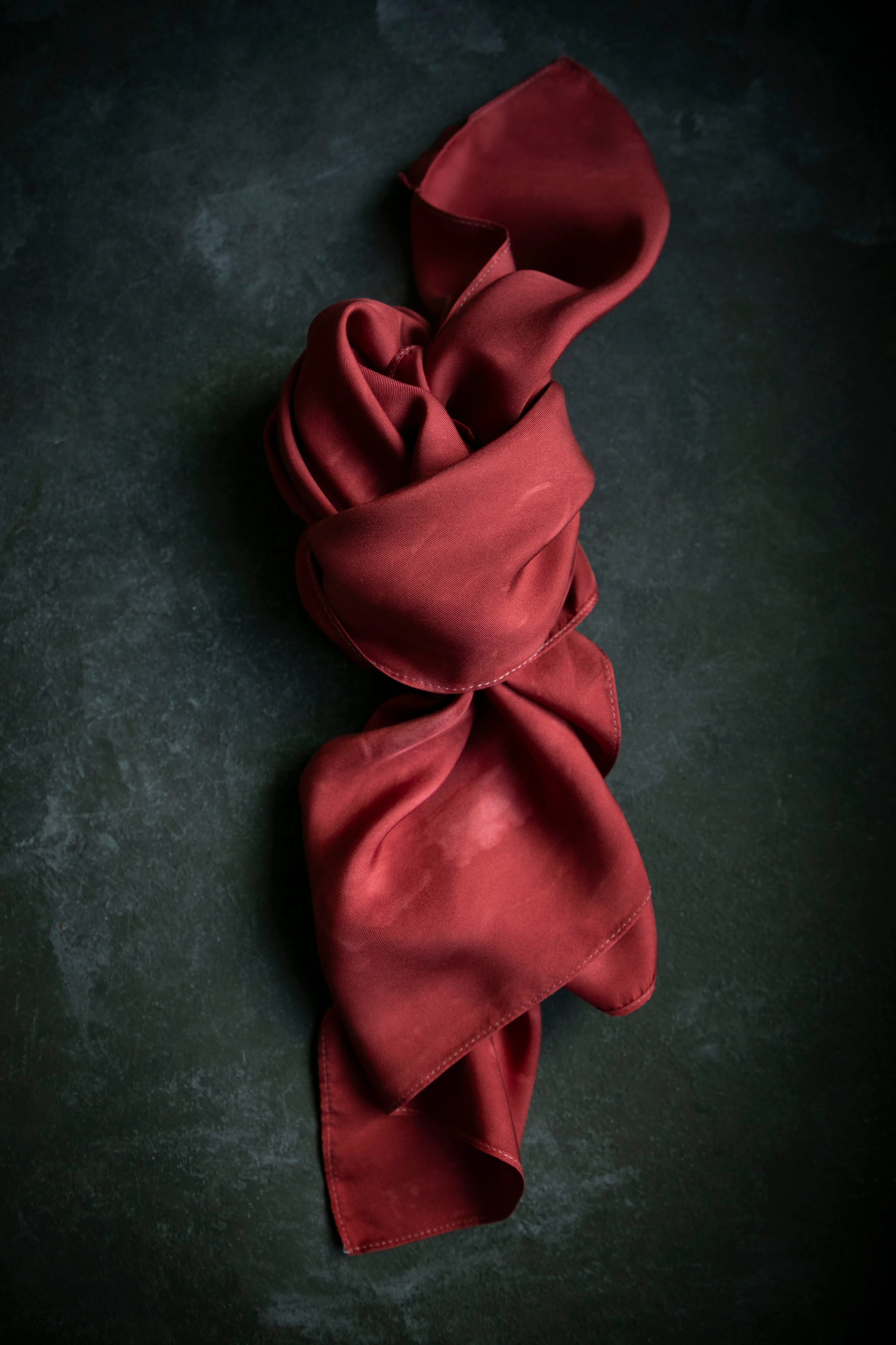 Original Eco-Dyed | Crushed Cranberry  | 26 x 26" 100% Silk Twill Scarf