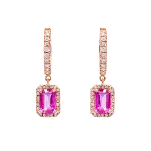 Pink Tourmaline & Diamond Huggies