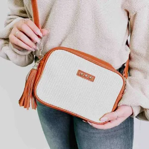 Pretty Simple | Silvia Straw Camera Bag: Brown