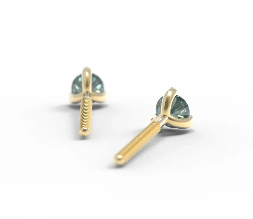 "Little Leaves" 3mm Montana Sapphire Studs - 14k