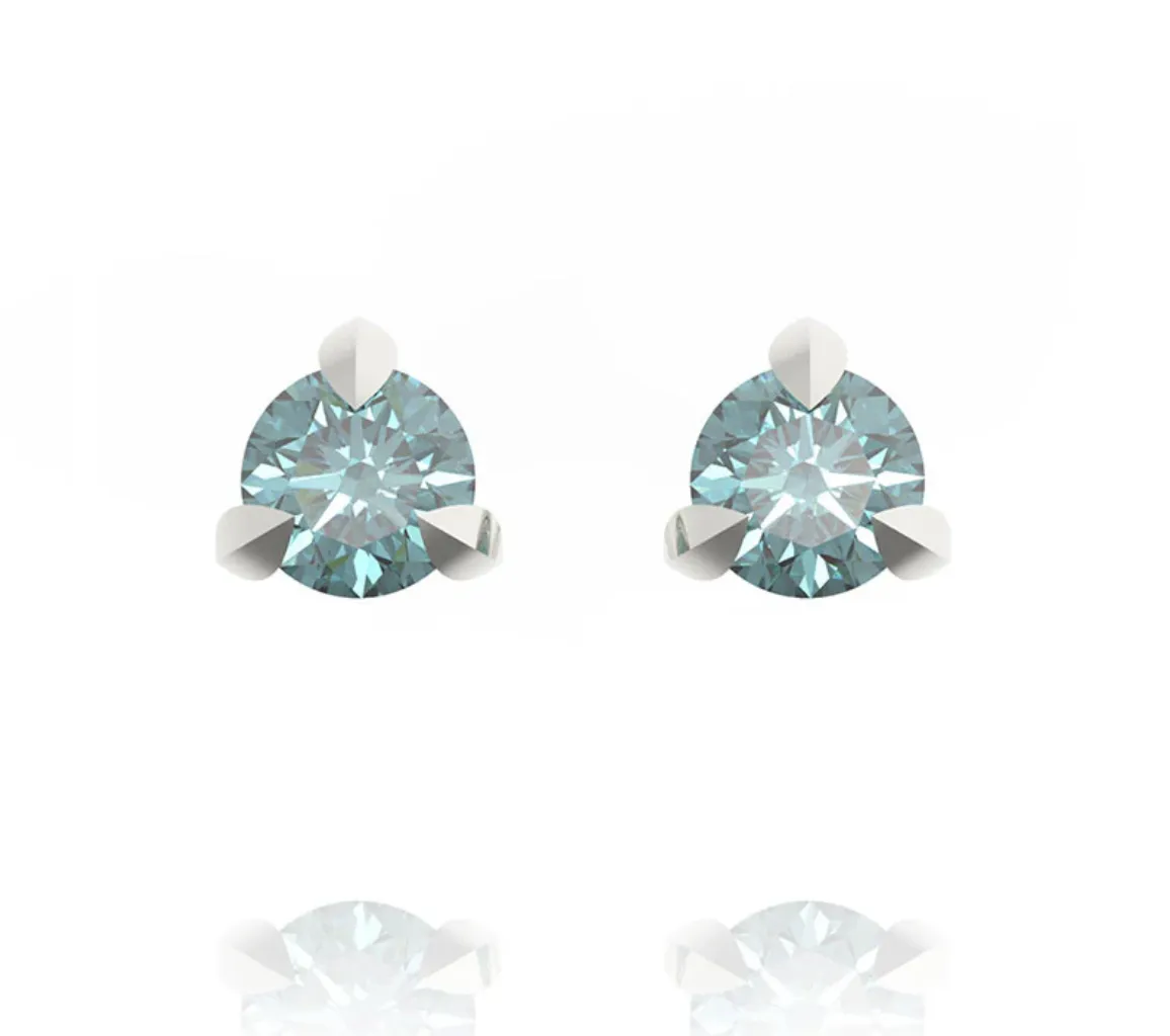 "Little Leaves" 3mm Montana Sapphire Studs - 14k