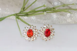 RED PAVE EARRINGS