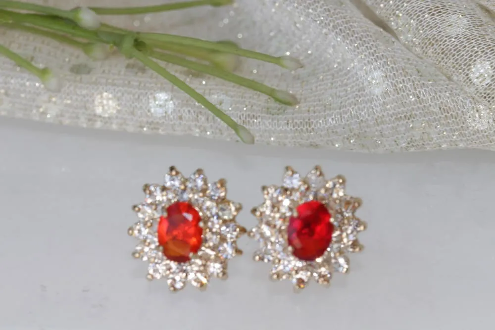 RED PAVE EARRINGS