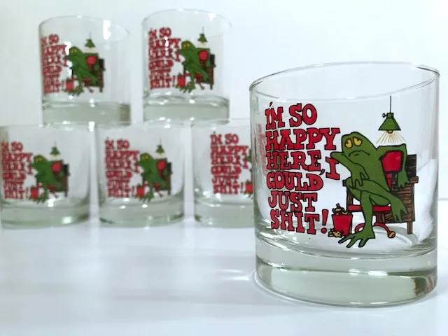 Retro Humorous Frog Old Fashion Glasses (Set of 6)