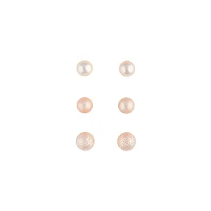 Rose Gold Textured Ball Earring Pack