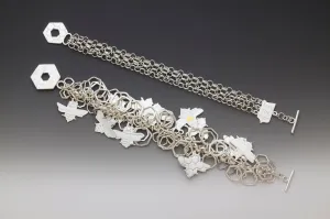 Save The Bees Woven Bracelet in Fine Silver Metal