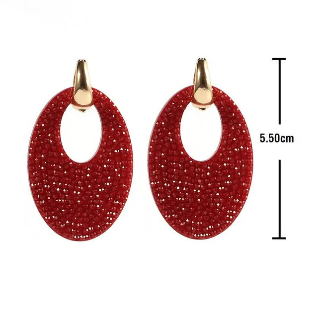 Sehuoran 2017Hotsale earrings brincos big oval drop earrings for woman Copper resin pendientes statement earrings Multiple uses