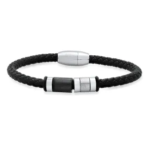 SteelTime Ying Yang Braided Leather Bracelet