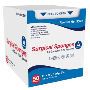 Sterile Gauze Pad Sponges, 8-Ply USP Type VII Gauze