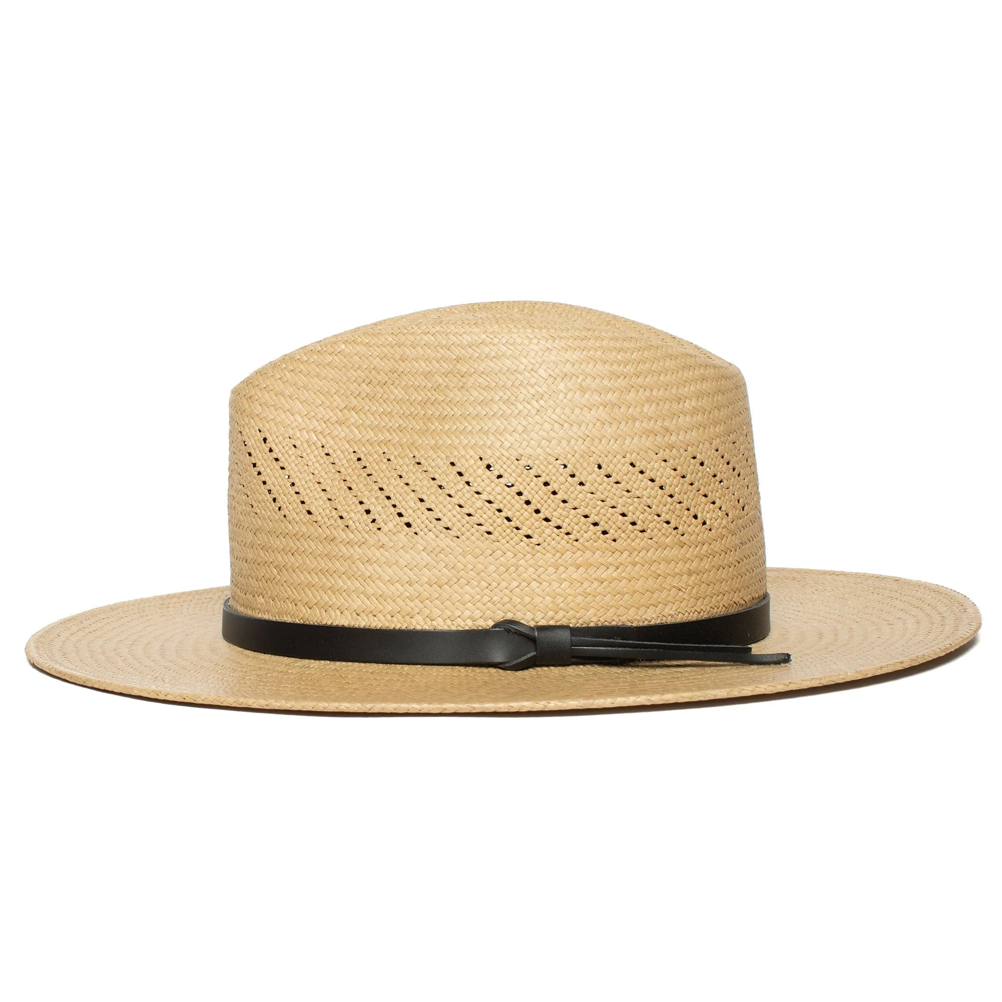 Summer Straw Fedora Hat-Black