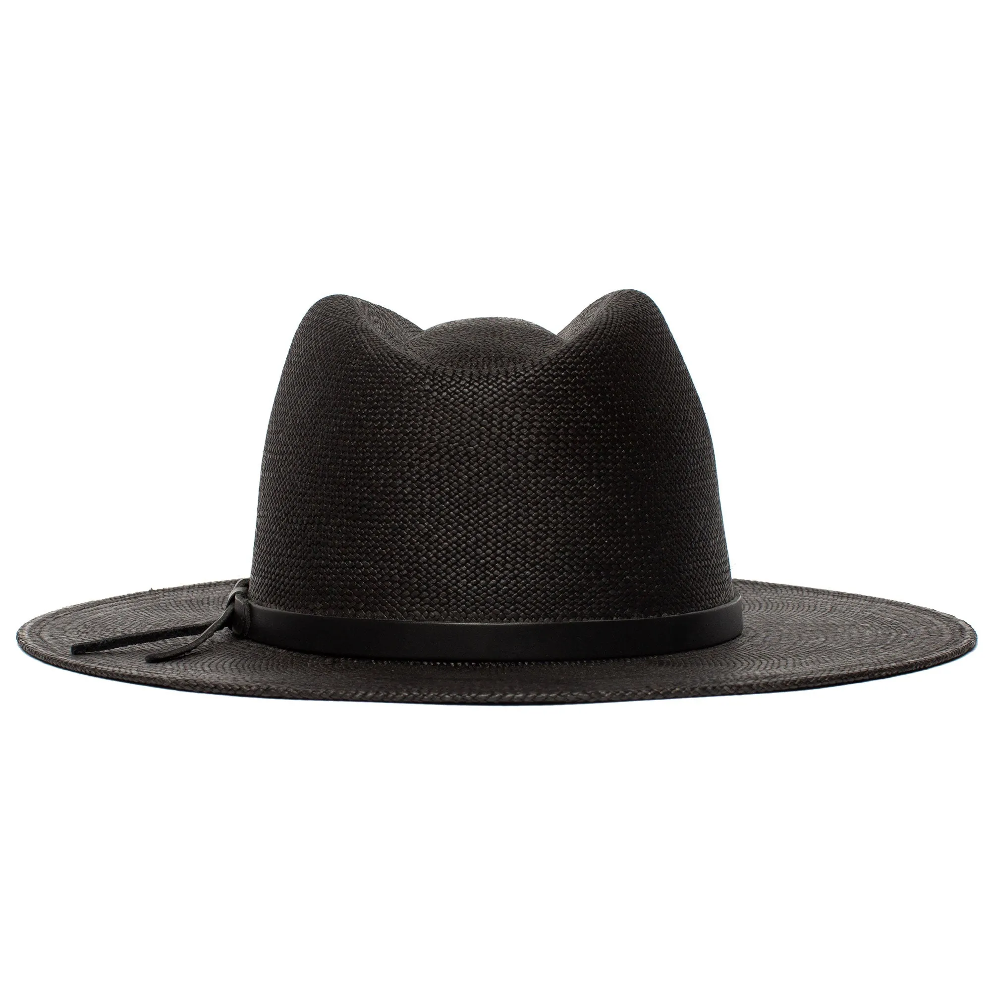 Summer Straw Fedora Hat-Black